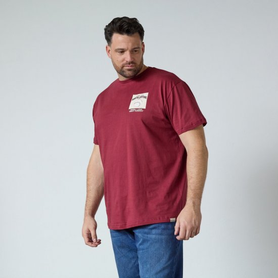 North Latitude T-Shirt With Print Червено - Тениски - мъжки тениски големи размери