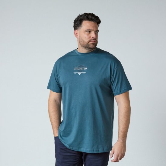 North Latitude T-Shirt With Print Синьо - Тениски - мъжки тениски големи размери