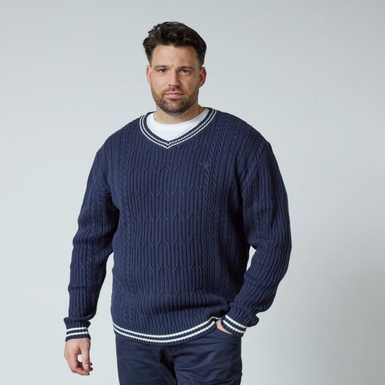 North Latitude V-Neck Knit Нейви - Суичъри & cуичъри с качулка - мъжки суичъри големи размери