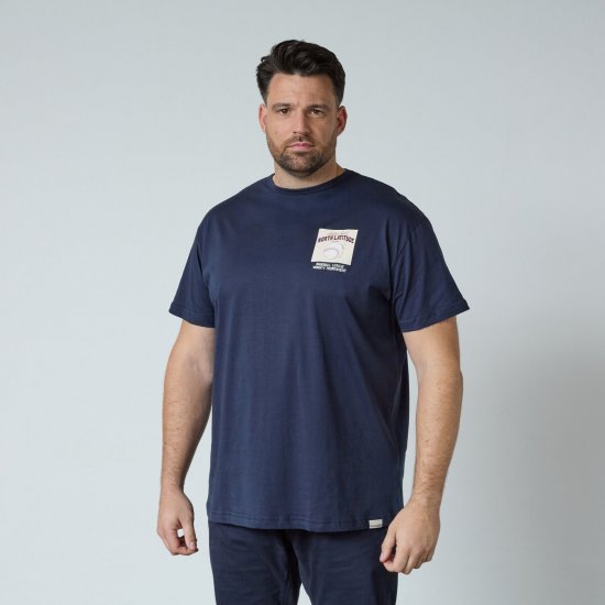 North Latitude T-Shirt With Print Нейви - Тениски - мъжки тениски големи размери
