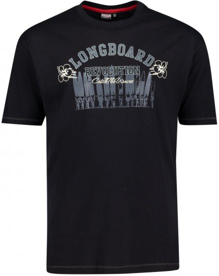 Adamo Longboard Regular Fit Printed T-shirt Black - Тениски - мъжки тениски големи размери