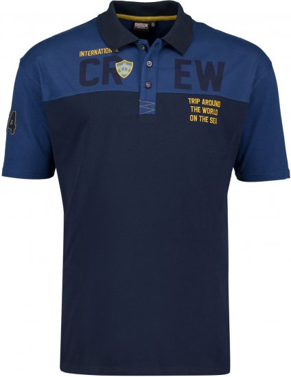 Adamo Crew Printed Jersey Poloshirt Denim Blue - Поло тениски - мъжки тениски с яка големи размери