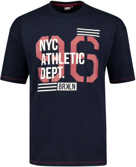 Adamo BRKLN Comfort Fit Printed T-shirt Navy - Тениски - мъжки тениски големи размери