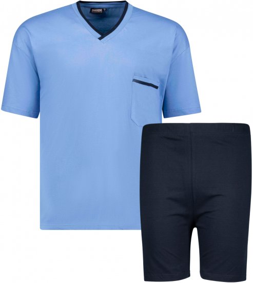 Adamo Ben Short sleeve Pyjama Light Blue - Бельо & Бански шорти - Мъжко бельо големи размери