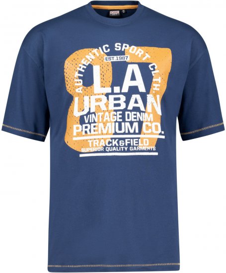 Adamo Urban Comfort Fit Printed T-shirt Denim Blue - Тениски - мъжки тениски големи размери