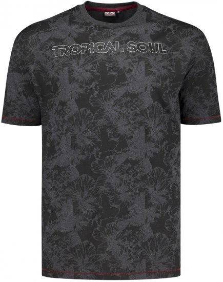 Adamo Tropical Regular Fit Printed T-shirt Charcoal - Тениски - мъжки тениски големи размери