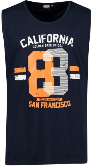 Adamo Golden Gate Comfort Fit Printed Tank-top Navy - Тениски - мъжки тениски големи размери