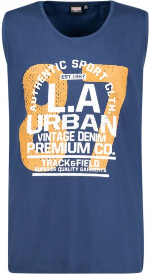 Adamo Urban Comfort Fit Printed Tank-top Denim Blue - Тениски - мъжки тениски големи размери
