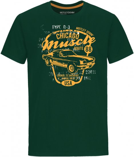 Motley Denim Newport T-shirt Racing Green - Тениски - мъжки тениски големи размери