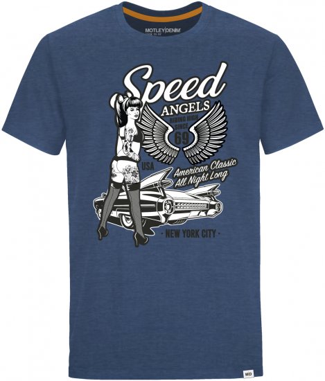 Motley Denim Hanover T-shirt Dark Indigo - Тениски - мъжки тениски големи размери
