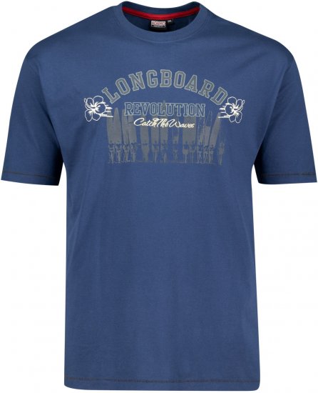 Adamo Longboard Regular Fit Printed T-shirt Denim Blue - Тениски - мъжки тениски големи размери