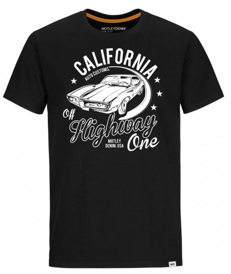 Motley Denim Ipswich T-Shirt White on Black - Тениски - мъжки тениски големи размери