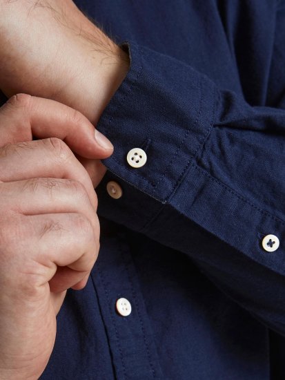 Jack & Jones Summer Shirt L/S Navy - Ризи - мъжки ризи големи размери