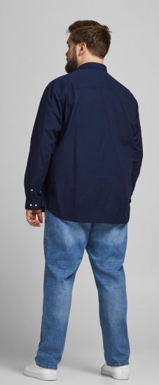 Jack & Jones Summer Shirt L/S Navy - Ризи - мъжки ризи големи размери