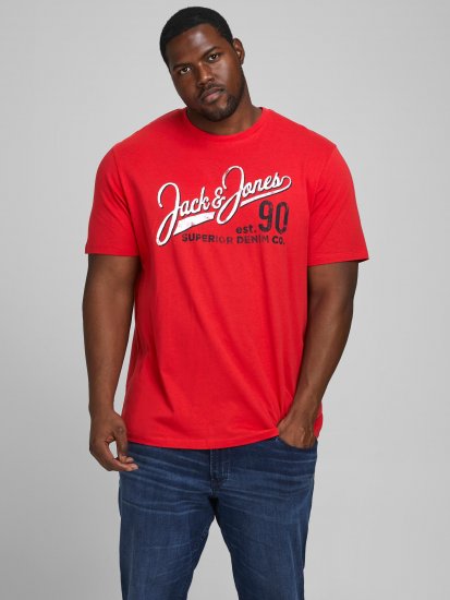 Jack & Jones Elogo T-Shirt True Red - Тениски - мъжки тениски големи размери