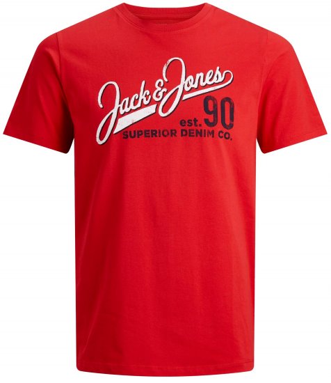 Jack & Jones Elogo T-Shirt True Red - Тениски - мъжки тениски големи размери