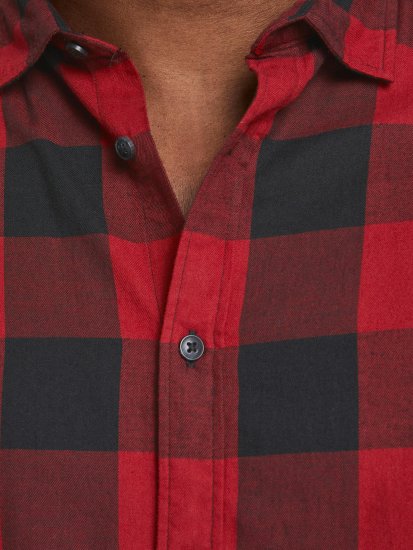 Jack & Jones Gingham Shirt L/S Brick Red - Ризи - мъжки ризи големи размери