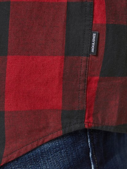 Jack & Jones Gingham Shirt L/S Brick Red - Ризи - мъжки ризи големи размери