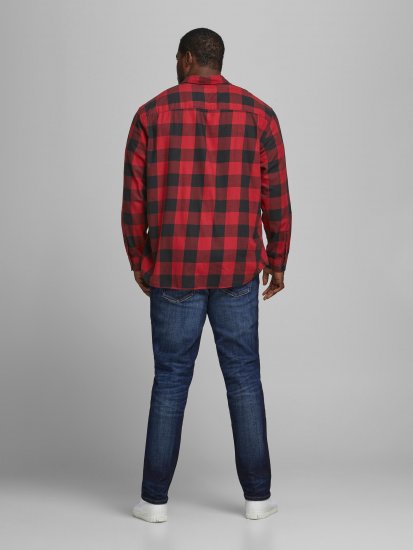 Jack & Jones Gingham Shirt L/S Brick Red - Ризи - мъжки ризи големи размери