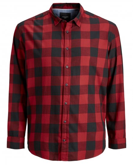 Jack & Jones Gingham Shirt L/S Brick Red - Ризи - мъжки ризи големи размери