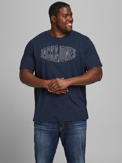 Jack & Jones Preston Crew Neck T-Shirt Navy - Тениски - мъжки тениски големи размери
