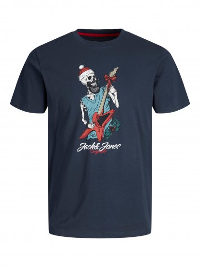 Jack & Jones JORFESTIVE Xmas Skull T-shirt Navy - Тениски - мъжки тениски големи размери