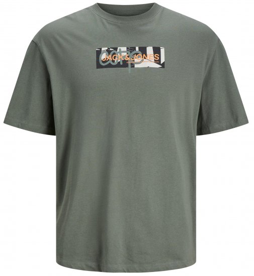 Jack & Jones JCOAOP PRINT T-Shirt Agave Green - Тениски - мъжки тениски големи размери
