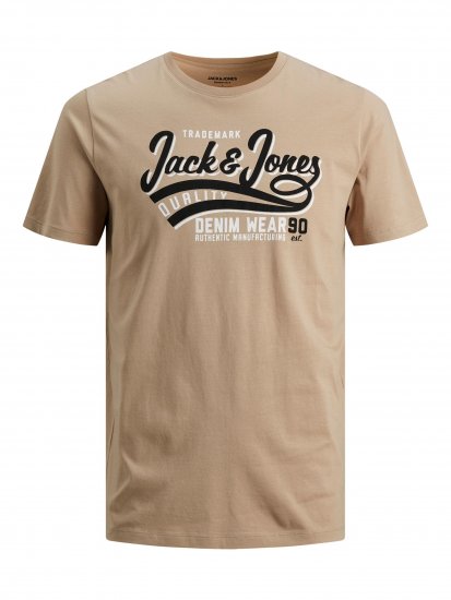 Jack & Jones JJELOGO TEE Beige - Тениски - мъжки тениски големи размери