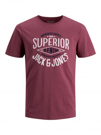 Jack & Jones JJELOGO TEE Hawthorn Rose - Тениски - мъжки тениски големи размери