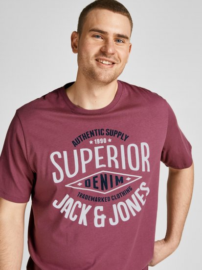 Jack & Jones JJELOGO TEE Hawthorn Rose - Тениски - мъжки тениски големи размери