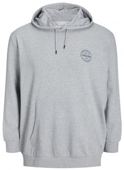 Jack & Jones JJESHARK SWEAT Hoodie Light Grey - Суичъри & cуичъри с качулка - мъжки суичъри големи размери