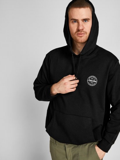 Jack & Jones JJESHARK SWEAT Hoodie Black - Суичъри & cуичъри с качулка - мъжки суичъри големи размери