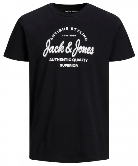 Jack & Jones JJERAFA TEE Black - Тениски - мъжки тениски големи размери