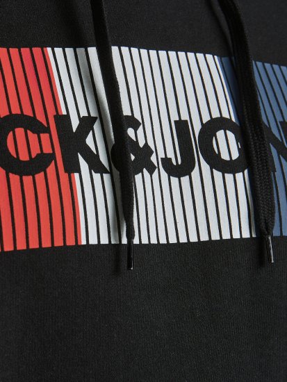 Jack & Jones CORP LOGO Hoodie Black - Суичъри & cуичъри с качулка - мъжки суичъри големи размери