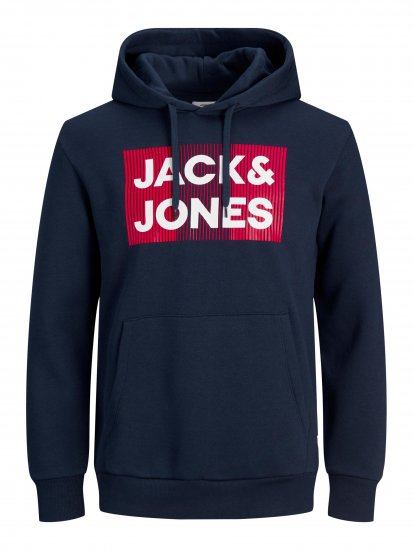 Jack & Jones JJECORP Hoodie Navy - Суичъри & cуичъри с качулка - мъжки суичъри големи размери