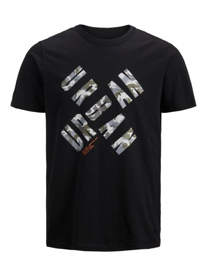 Jack & Jones JCOSTREET TEE Black - Тениски - мъжки тениски големи размери