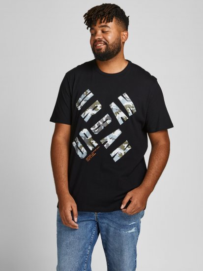 Jack & Jones JCOSTREET TEE Black - Тениски - мъжки тениски големи размери