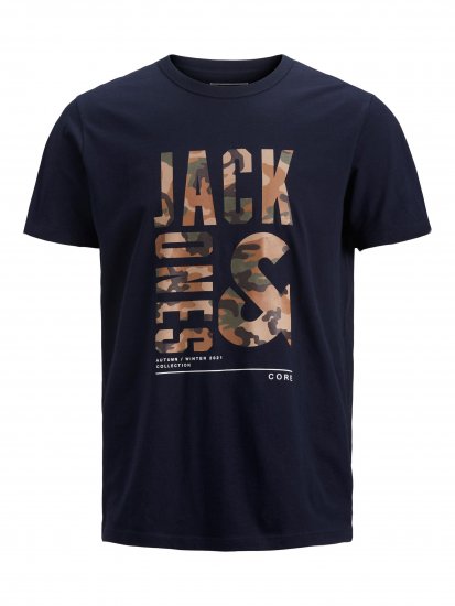 Jack & Jones JCOSTREET TEE Navy - Тениски - мъжки тениски големи размери