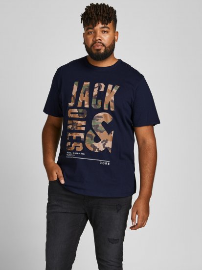 Jack & Jones JCOSTREET TEE Navy - Тениски - мъжки тениски големи размери