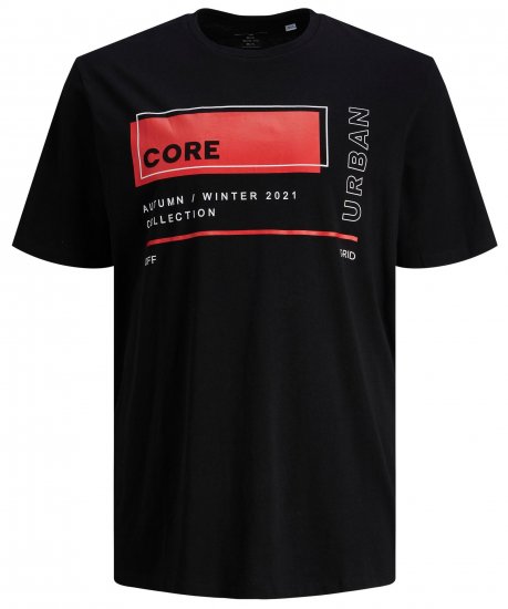 Jack & Jones JCOBOOSTER TEE Black - Тениски - мъжки тениски големи размери