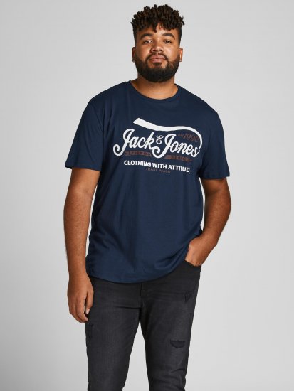Jack & Jones JPRBLUBOOSTER TEE Navy - Тениски - мъжки тениски големи размери