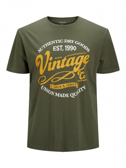 Jack & Jones JPRBLUBOOSTER TEE Khaki - Тениски - мъжки тениски големи размери