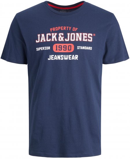 Jack & Jones JJSTAMP TEE Navy - Тениски - мъжки тениски големи размери