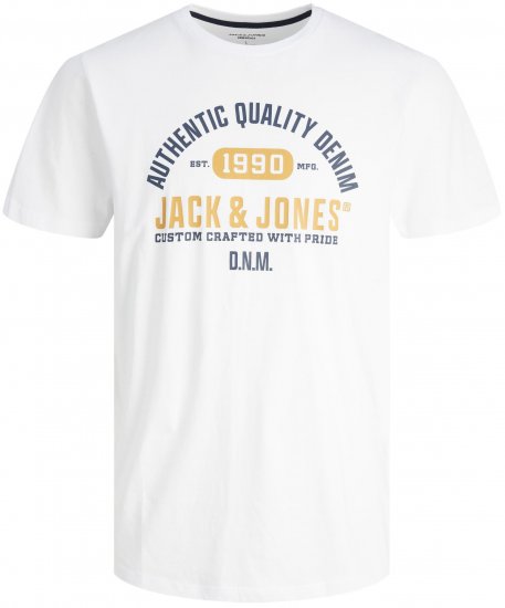 Jack & Jones JJSTAMP TEE White - Тениски - мъжки тениски големи размери