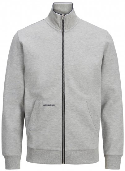 Jack & Jones JJAIDEN ZIP Sweater Grey - Суичъри & cуичъри с качулка - мъжки суичъри големи размери