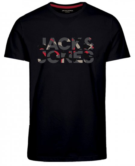 Jack & Jones JJRAMP T-Shirt Soldier Print Black - Тениски - мъжки тениски големи размери