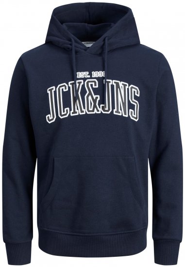 Jack & Jones JJCEMB Hoodie Navy - Суичъри & cуичъри с качулка - мъжки суичъри големи размери