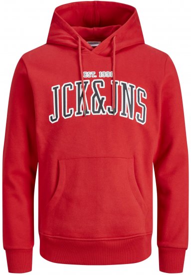 Jack & Jones JJCEMB Hoodie Red - Суичъри & cуичъри с качулка - мъжки суичъри големи размери