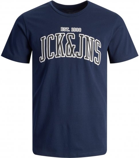 Jack & Jones JJCEMB TEE Navy - Тениски - мъжки тениски големи размери
