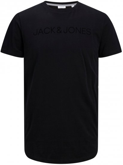 Jack & Jones JJHUGO FLOCK TEE Black - Тениски - мъжки тениски големи размери
